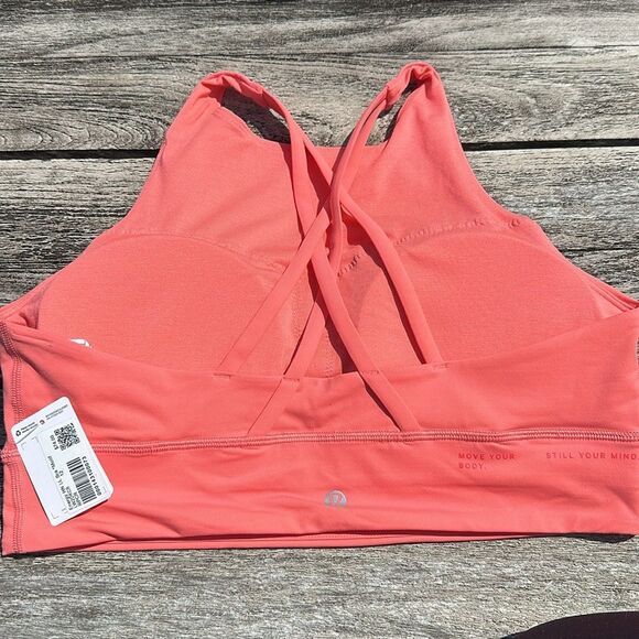 Lululemon Energy High-Neck Longline B–D Cups Raspberry Cream LOGO Size 12 NWT - Picture 6 of 7